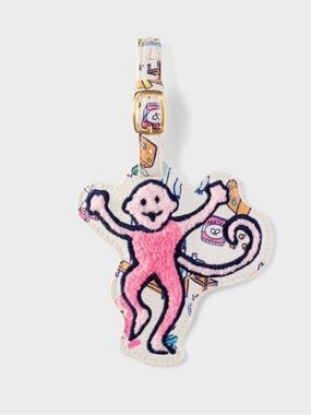 Roller Rabbit x Target- Pink Monkey Luggage Tag with Multicolor Print